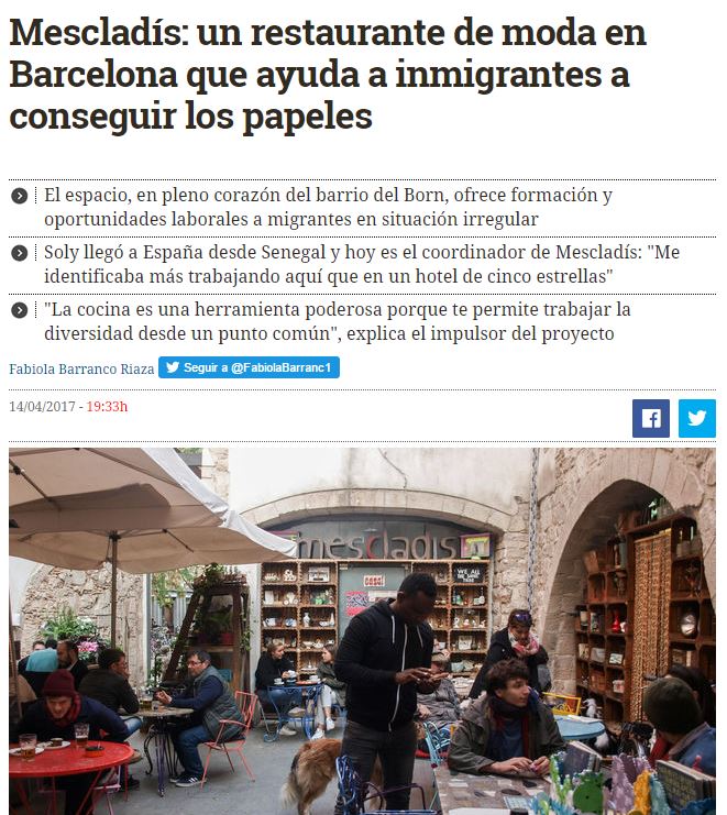 “Mescladís: un restaurante de moda en Barcelona que ayuda a inmigrantes a conseguir los papeles”