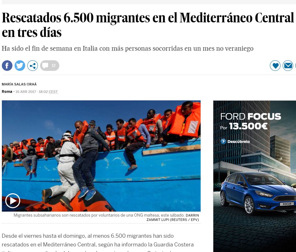 Mala Práctica: “Rescatados 6.500 migrantes en el Mediterráneo Central en tres días”